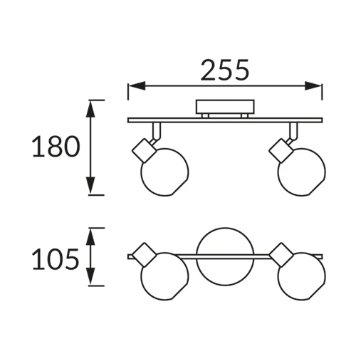Rails d'éclairage STRUHM BOLERO E14 2 x 9W acier inoxydable chrome mat