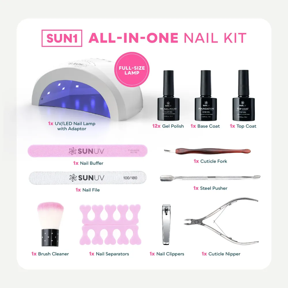SUNUV Kit Vernis Gel UV 23 Pièces – 12 Couleurs, Lampe UV, Coffret Manucure Maison