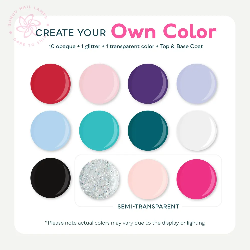 SUNUV Kit Vernis Gel UV 23 Pièces – 12 Couleurs, Lampe UV, Coffret Manucure Maison