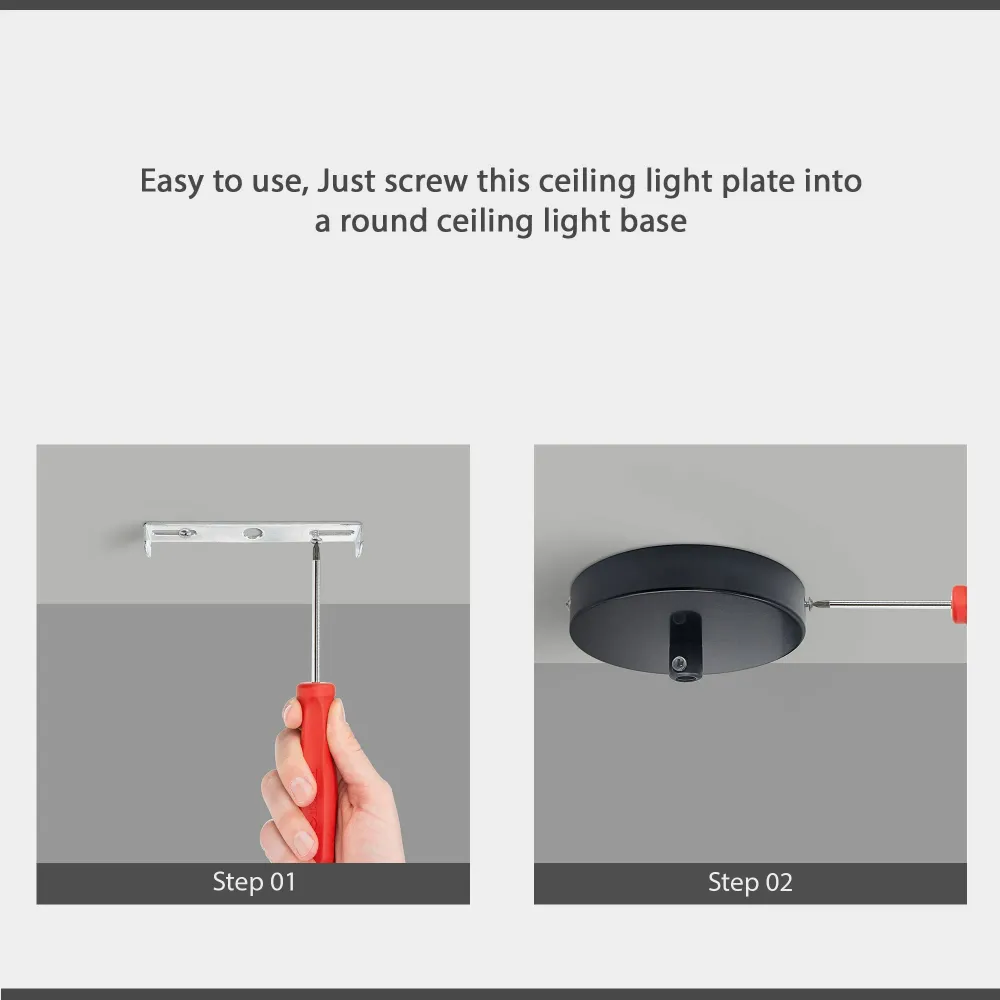 Support de Fixation Rosace Plafond 125mm – Plaque Métallique pour Lustre ~1818