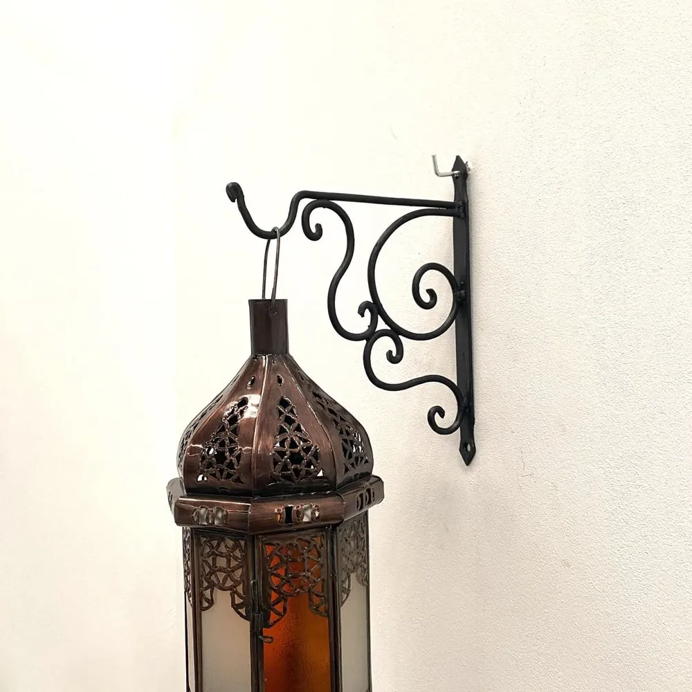 Support pour lampes et lanternes arabes en fer forgé 20 cm