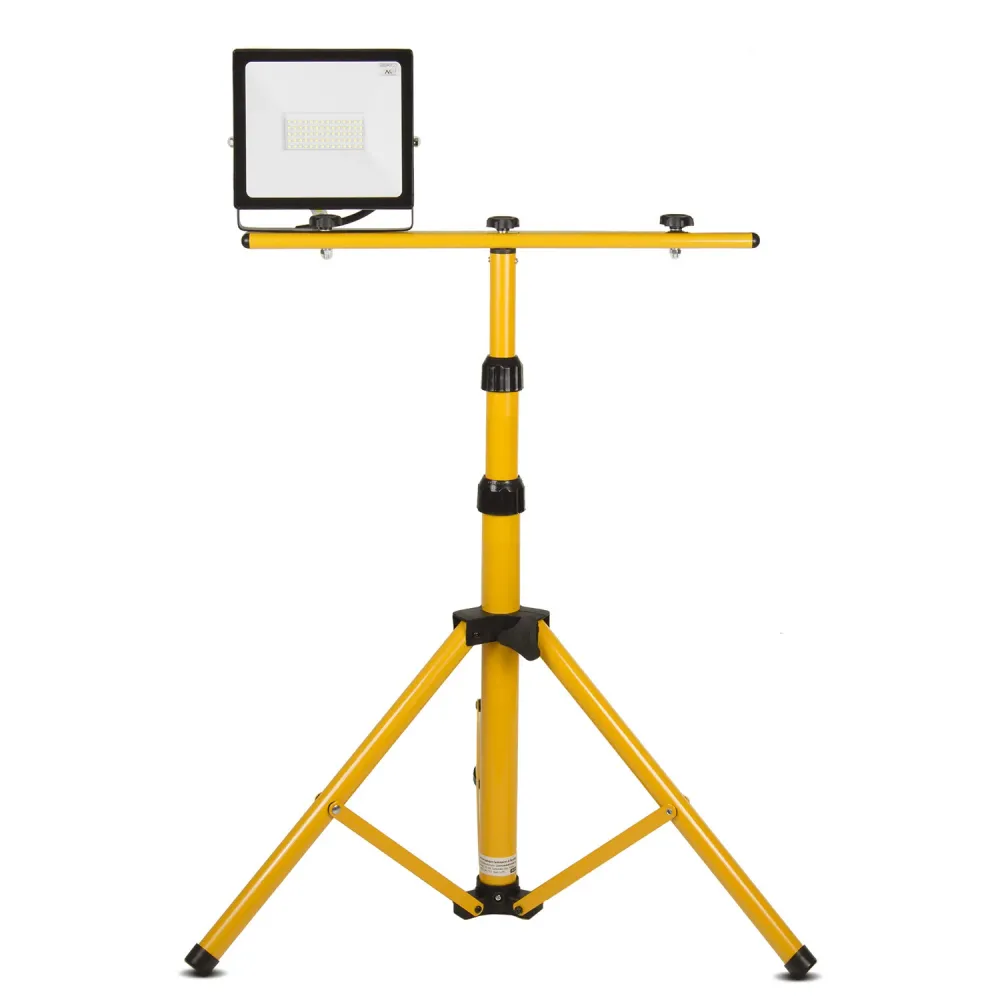 Support de projecteur Maclean, pour 2 projecteurs, LED, jaune, en acier, hauteur max. 1,5 m + projecteur