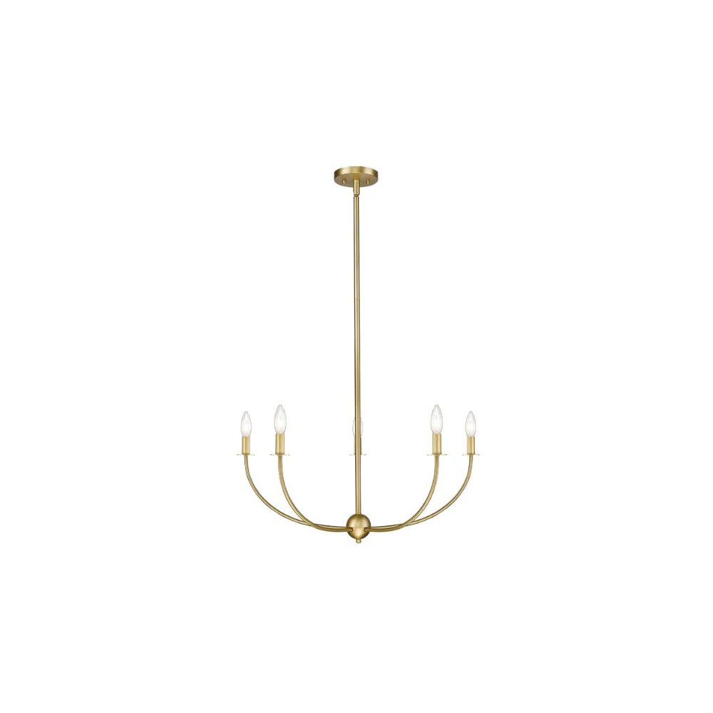 Suspendu chandelier z-Lite shannon or laiton 5 x 60w