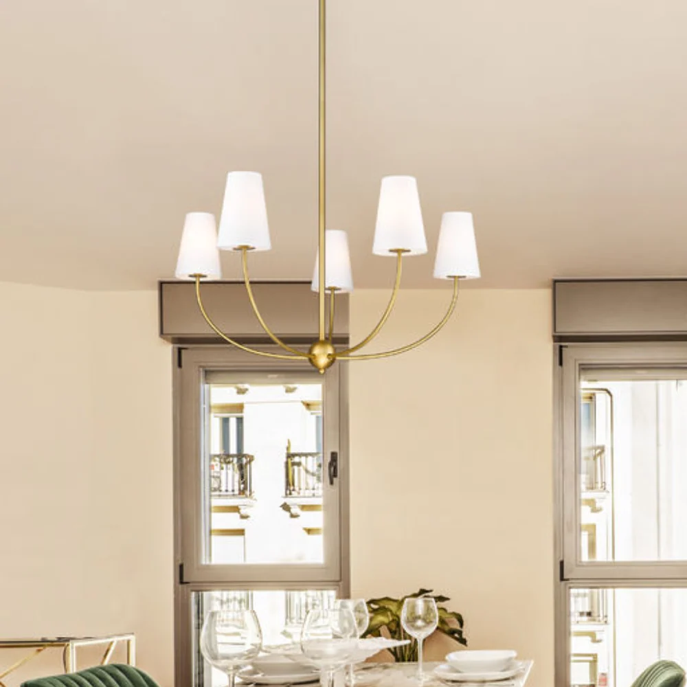 Suspendu chandelier z-Lite shannon or laiton 5 x 60w