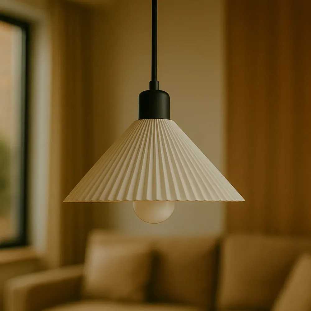 Suspension « Colt », rosace blanche/noire/câble noir