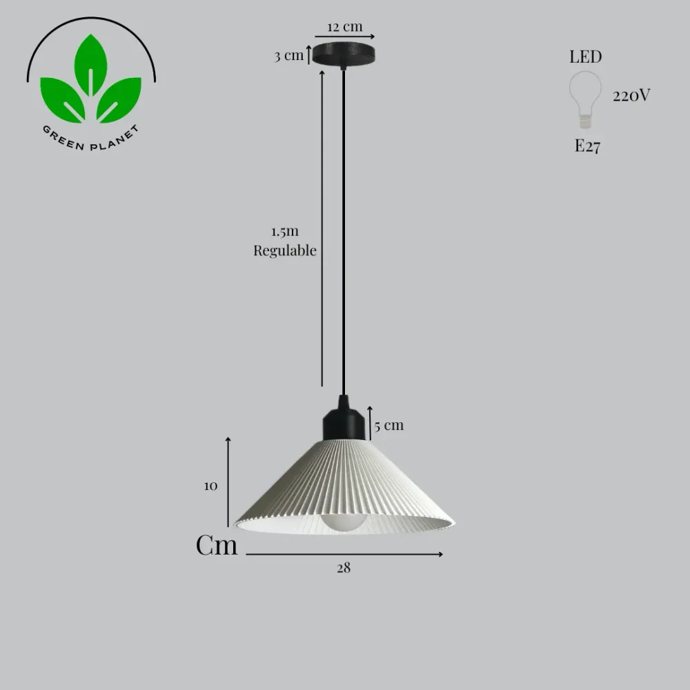 Suspension « Colt », rosace blanche/noire/câble noir