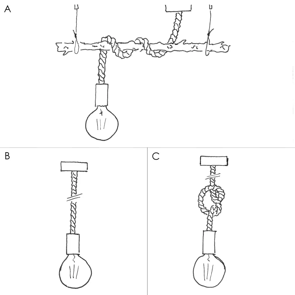Suspension complète avec cordon nautique XL et finitions en bois - Neutre