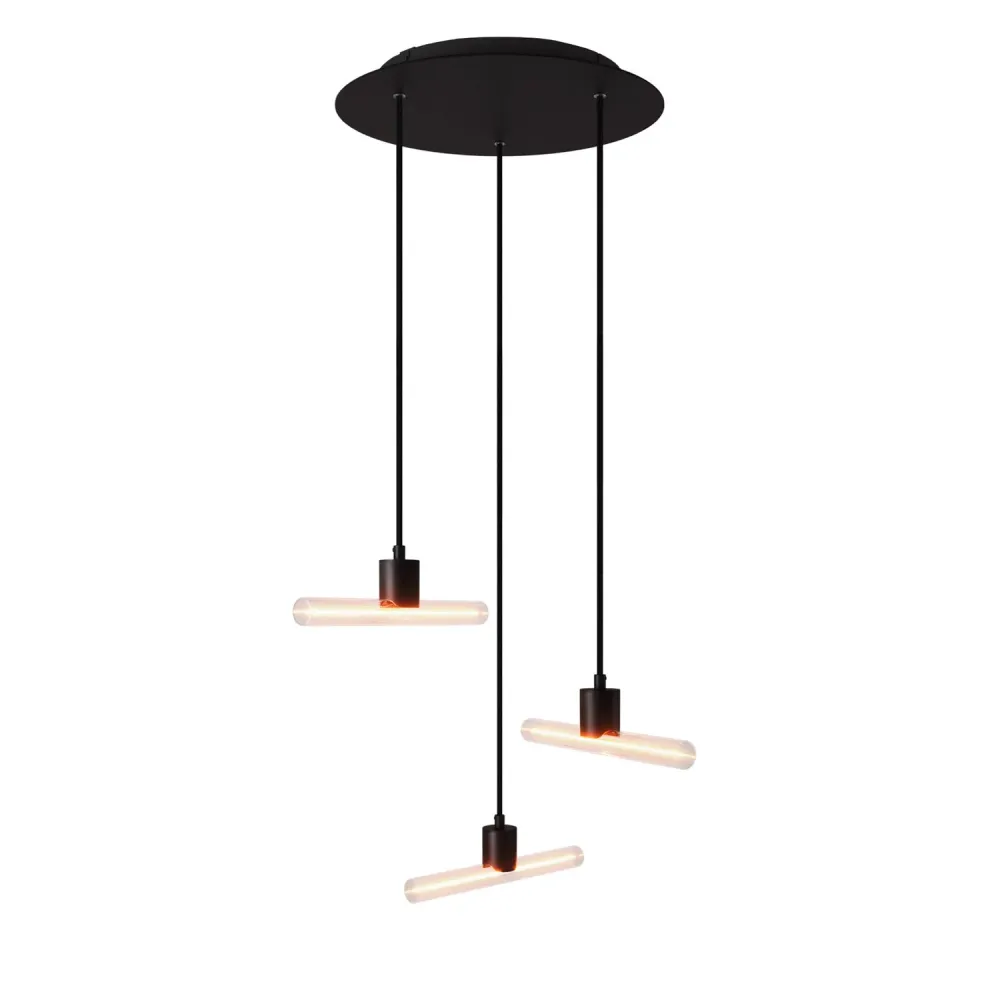 Suspension à 3 descentes asymétriques esse14 avec Rose-One complète de câble textile et finitions en métal - Noir