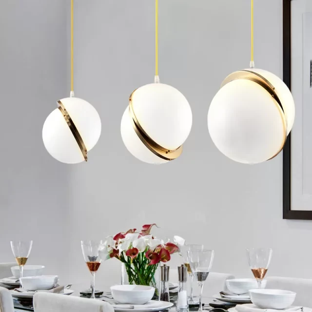 Suspension LED en verre doré