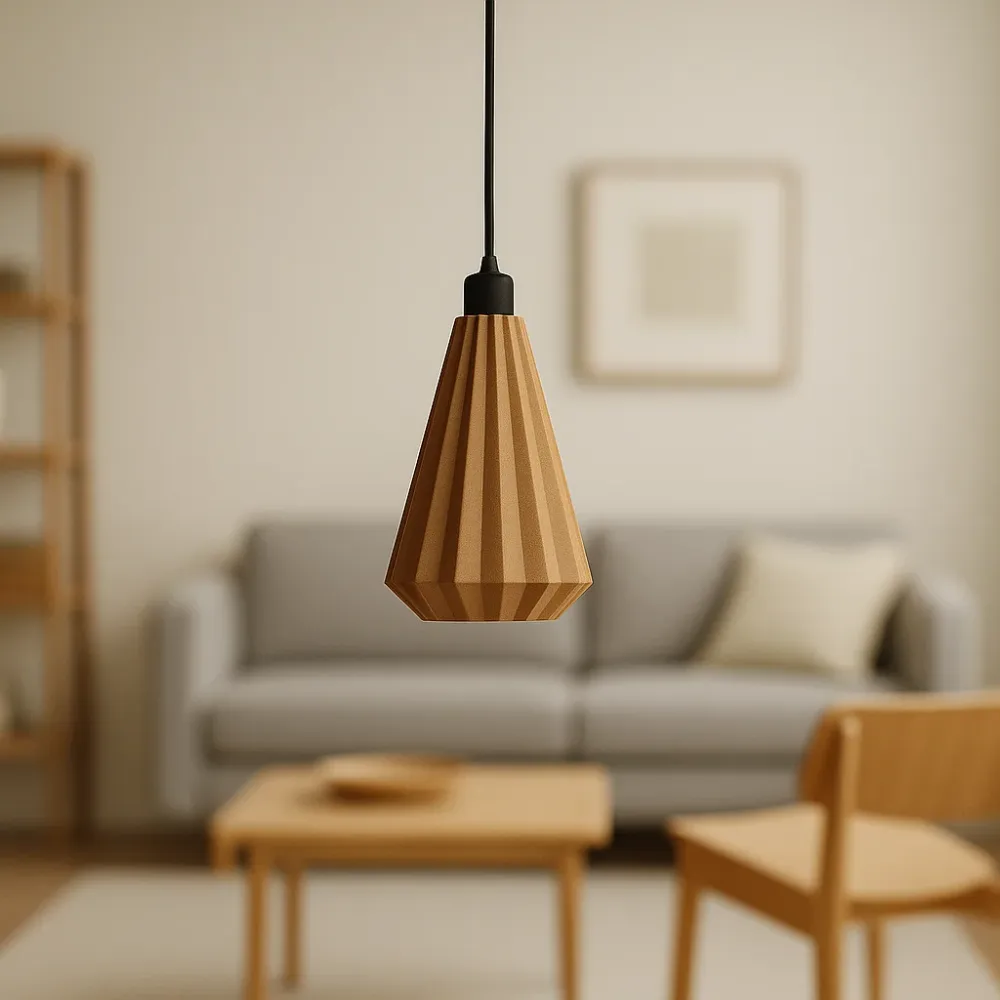 Suspension « Lindor », rosace beige/noire/câble noir
