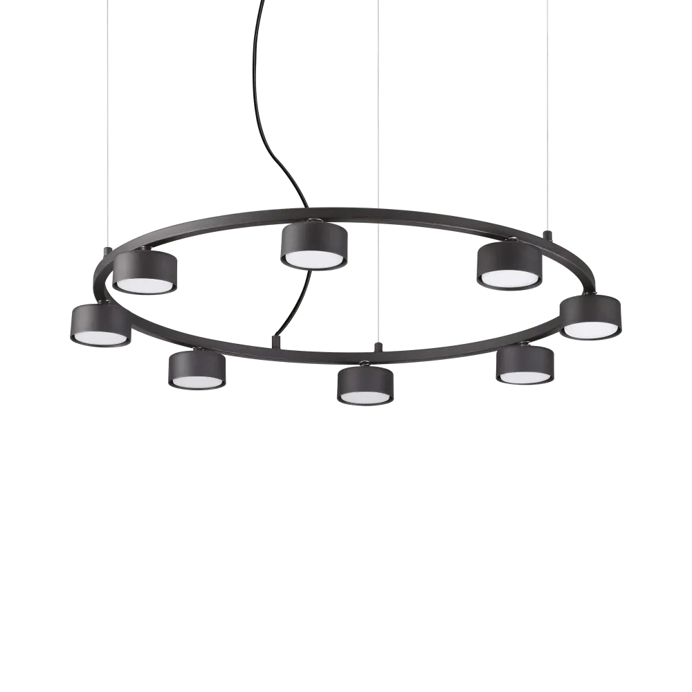 Suspension MINOR ROUND noire 8 lampes