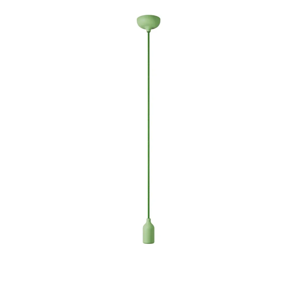 Suspension en silicone colorée avec câble en tissu - Vert doux