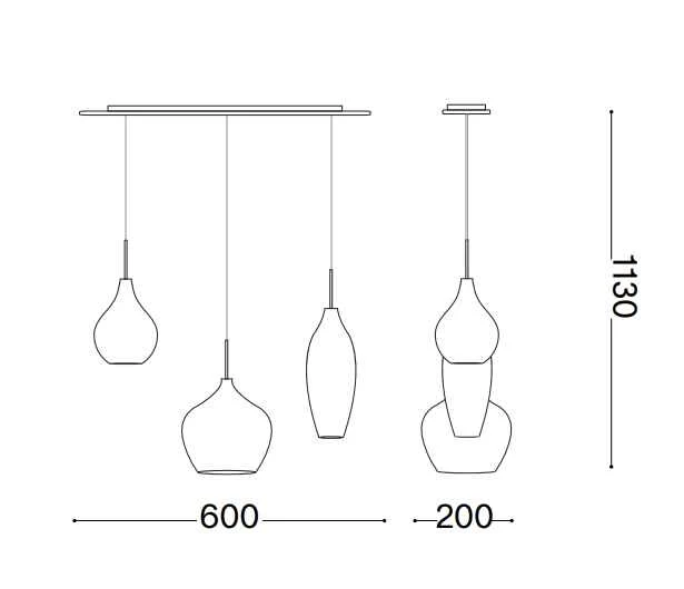 Suspension SOFT SP3 blanche verres soufflés