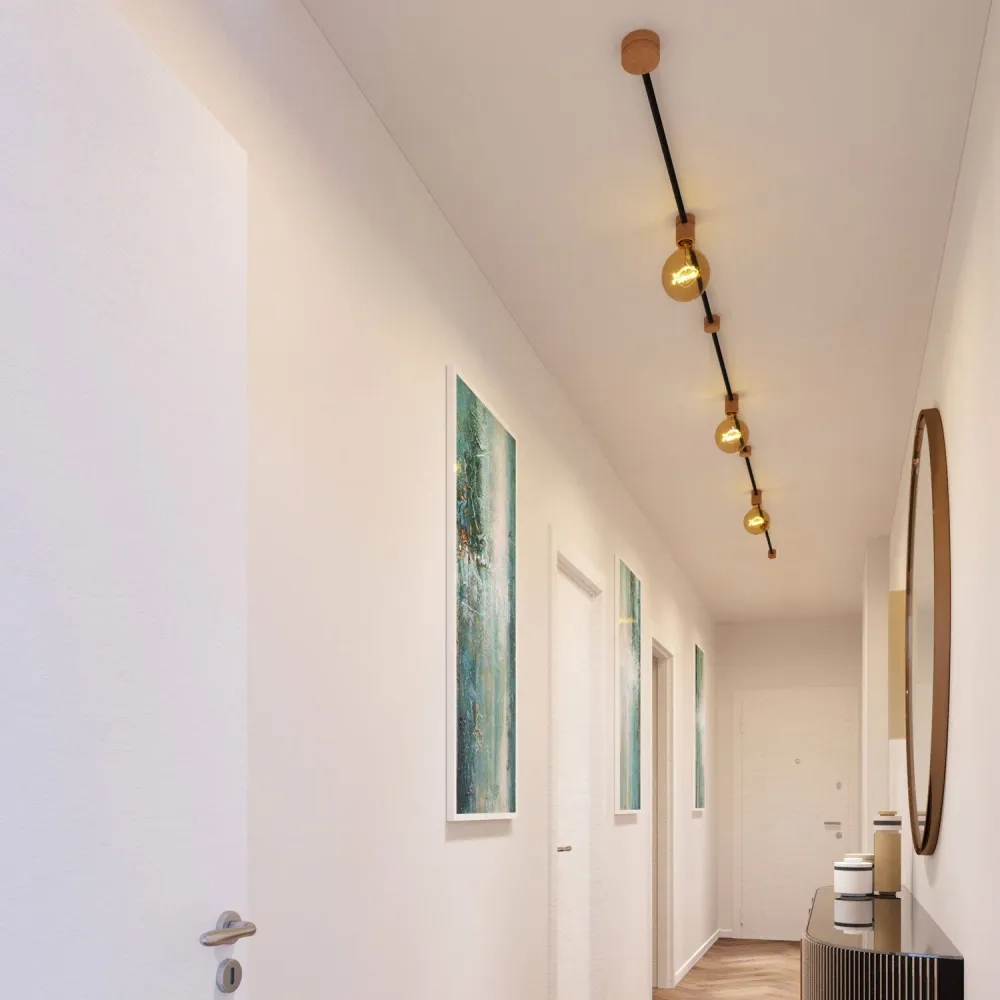 Système Filé Linear Kit - avec câble CM04 de 5 m pour guirlande lumineuse et 7 éléments en bois pour l’intérieur