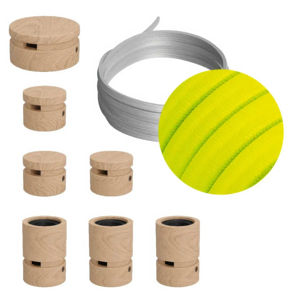 Système Filé Linear Kit - avec câble CF10 de 5 m pour guirlande lumineuse et 7 éléments en bois pour l’intérieur