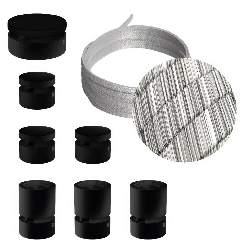 Système Filé Linear Kit – avec câble ECC37 de 5 m pour guirlande lumineuse et 7 composants en bois peint en noir pour inté...