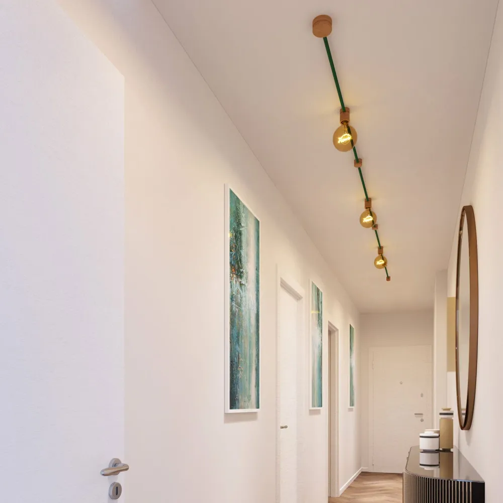 Système Filé Linear Kit - avec câble CM21 de 5 m pour guirlande lumineuse et 7 composants en bois pour intérieur