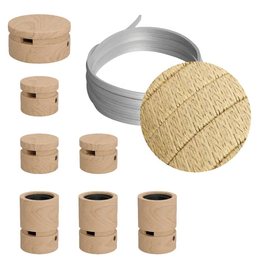 Système Filé Linear Kit - avec câble CN06 de 5 m pour guirlande lumineuse et 7 éléments en bois pour l’intérieur
