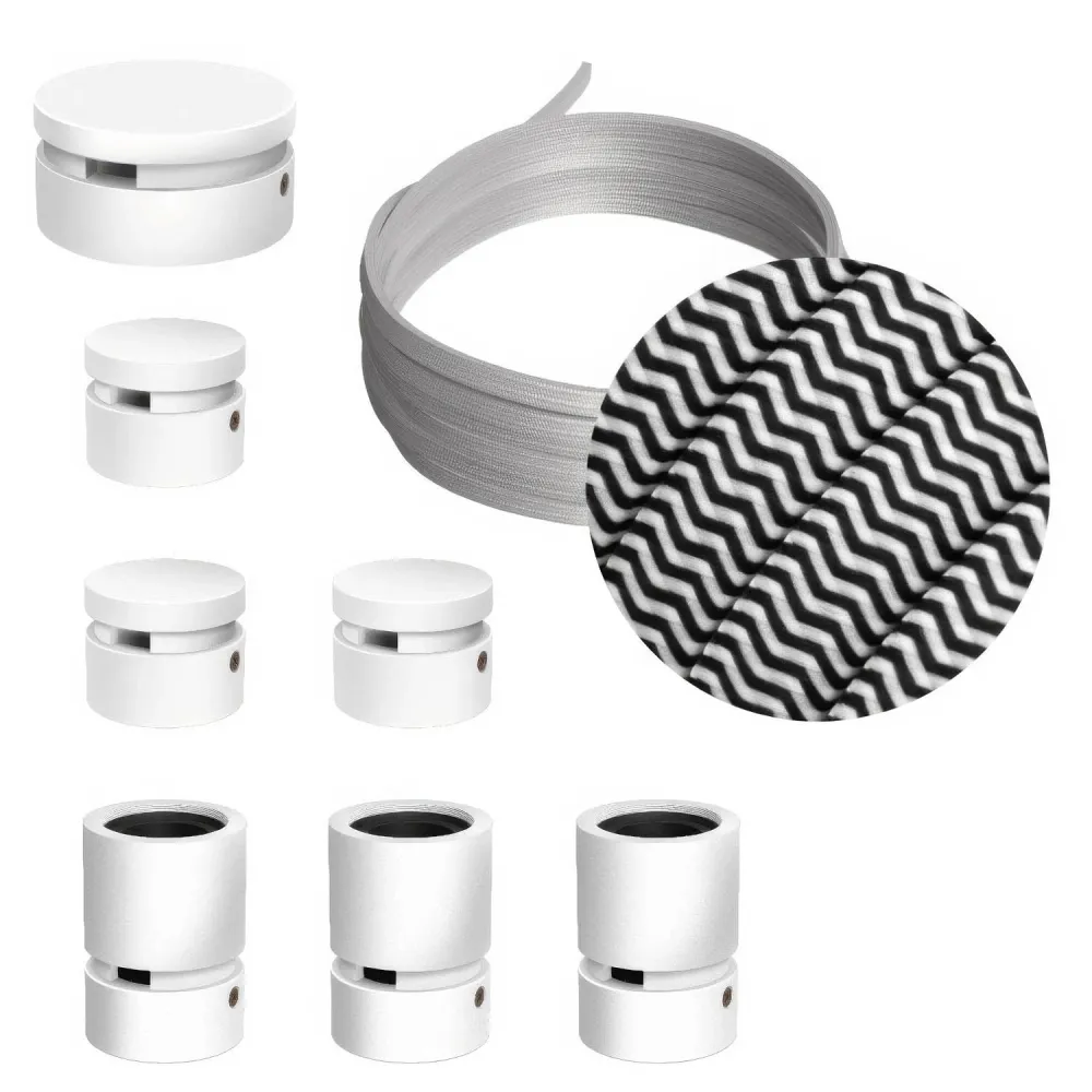 Système Filé Linear Kit - avec câble CZ04 de 5 m pour guirlande lumineuse et 7 éléments en bois laqué blanc pour intérieur