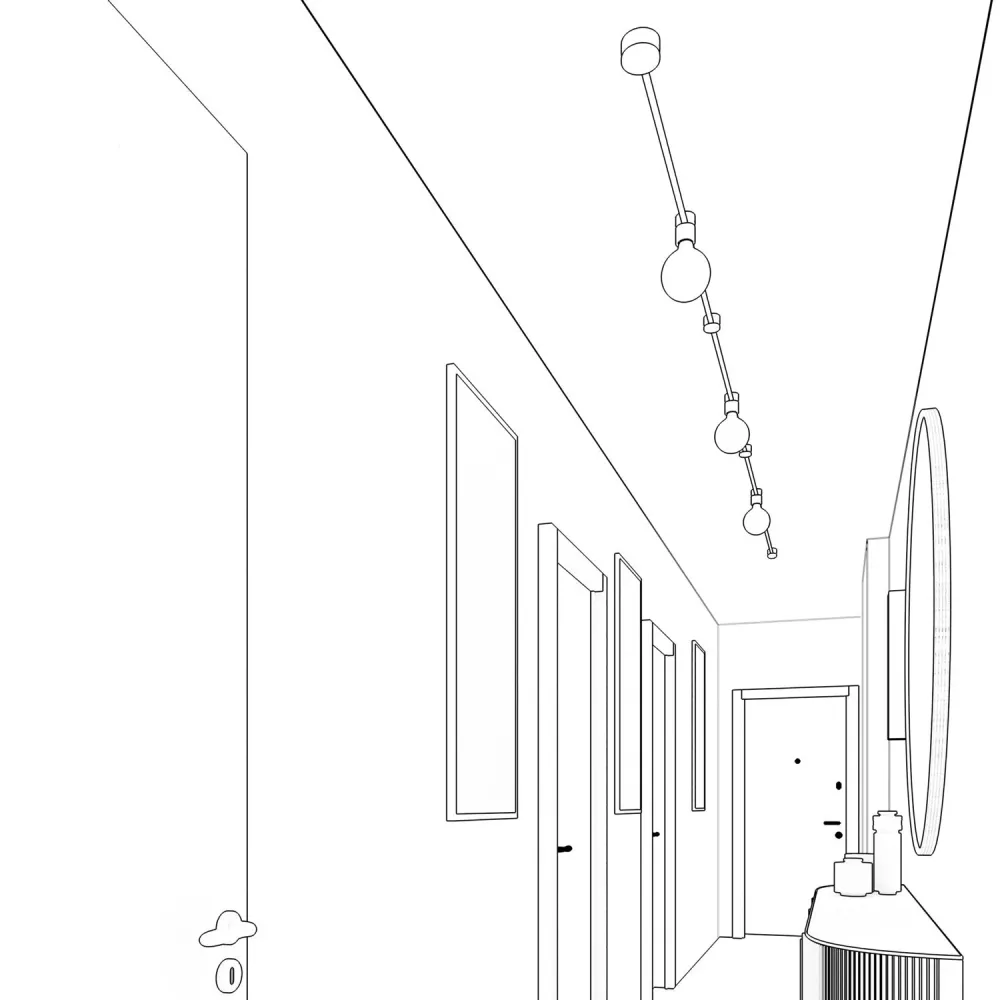 Système Filé Linear Kit - avec câble CZ04 de 5 m pour guirlande lumineuse et 7 éléments en bois laqué blanc pour intérieur