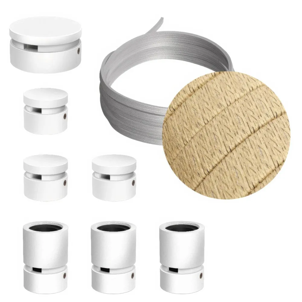 Système Filé Linear Kit - avec câble CN06 de 5 m pour guirlande lumineuse et 7 composants en bois laqué blanc pour intérieur
