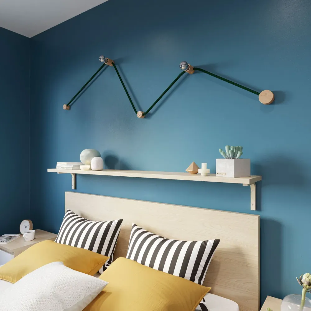 Système Filé Wiggle Kit - avec câble CM21 de 3 m pour guirlande lumineuse et 5 composants en bois pour intérieur