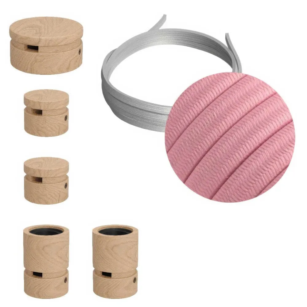 Système Filé Wiggle Kit - avec câble CM16 de 3 m pour guirlande lumineuse et 5 composants en bois pour l’intérieur