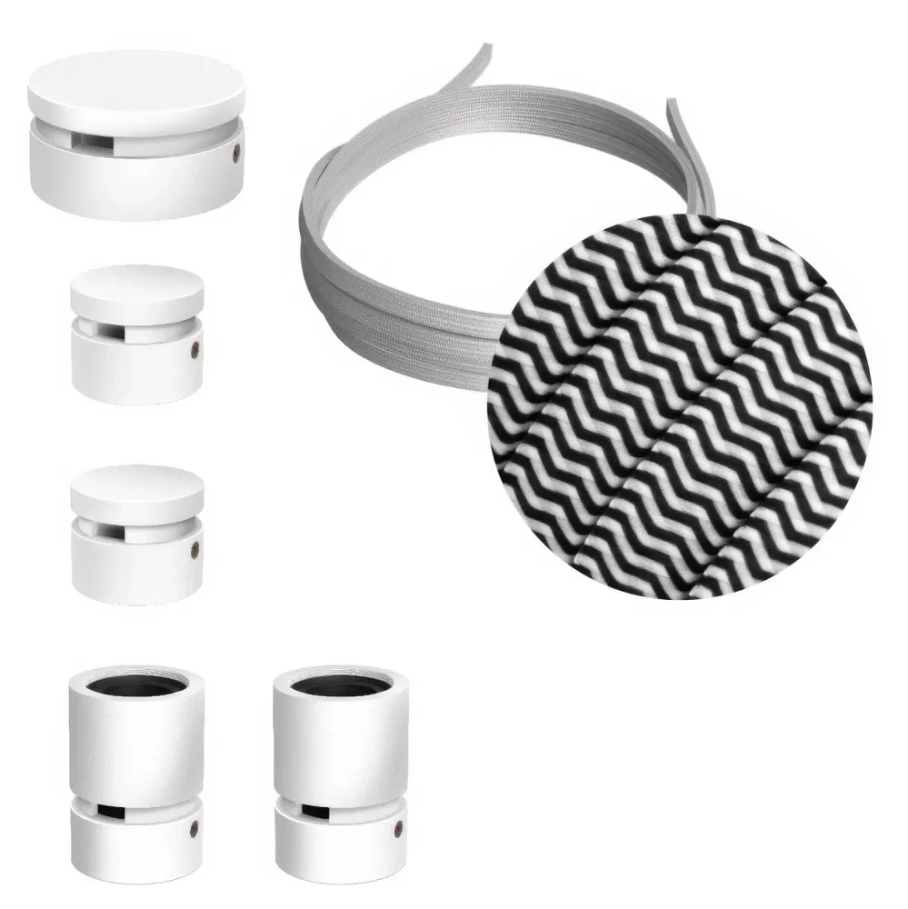 Système Filé Wiggle Kit - avec câble CZ04 de 3 m pour guirlande lumineuse et 5 composants en bois peint blanc pour intérieur