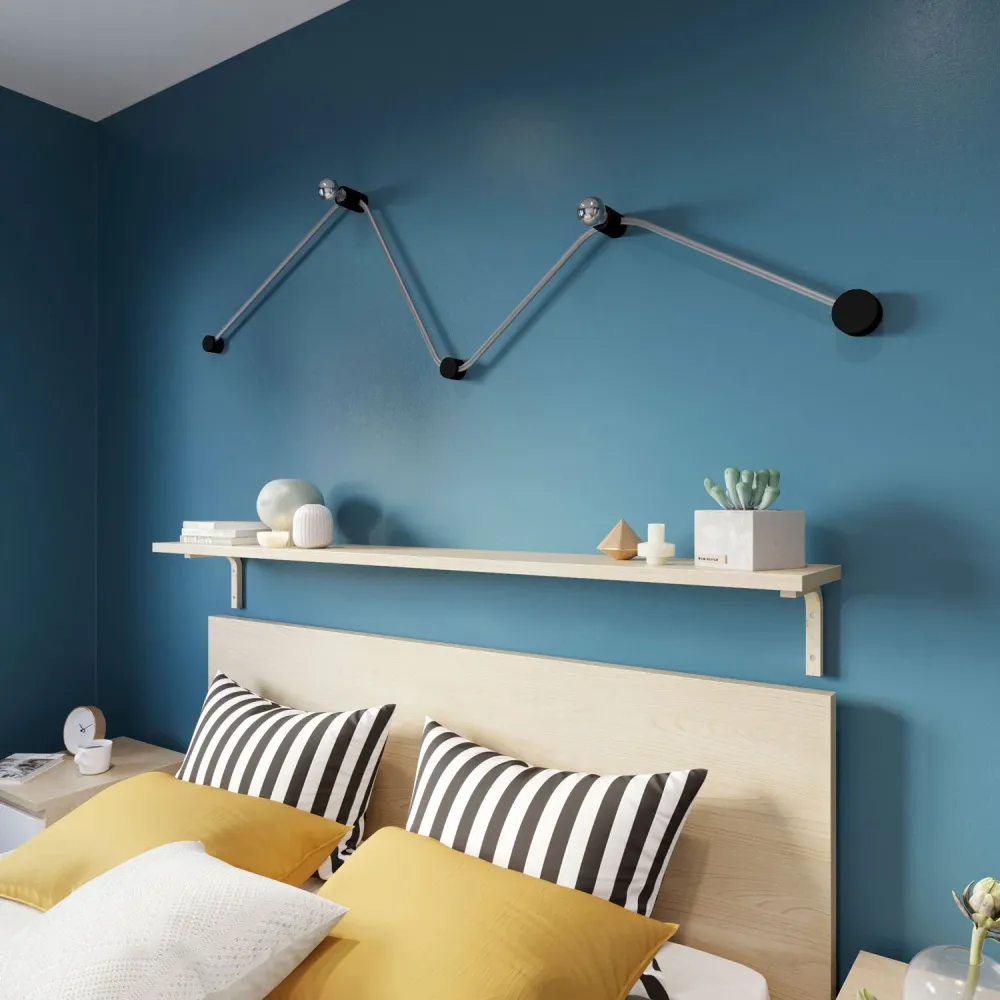 Système Filé Wiggle Kit - avec câble CM02 de 3 m pour guirlande lumineuse et 5 éléments en bois peint noir pour intérieur
