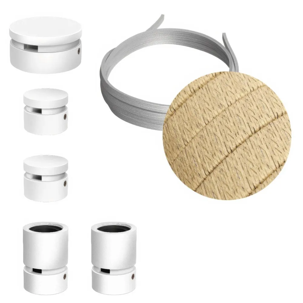 Système Filé Wiggle Kit – avec câble CN06 de 3 m pour guirlande lumineuse et 5 composants en bois peint blanc pour intérieur
