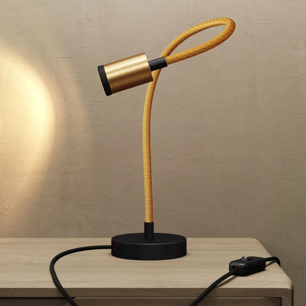 Table Flex GU1d0 lampe de table articulée avec mini spot LED et fiche UK - Bronze satiné
