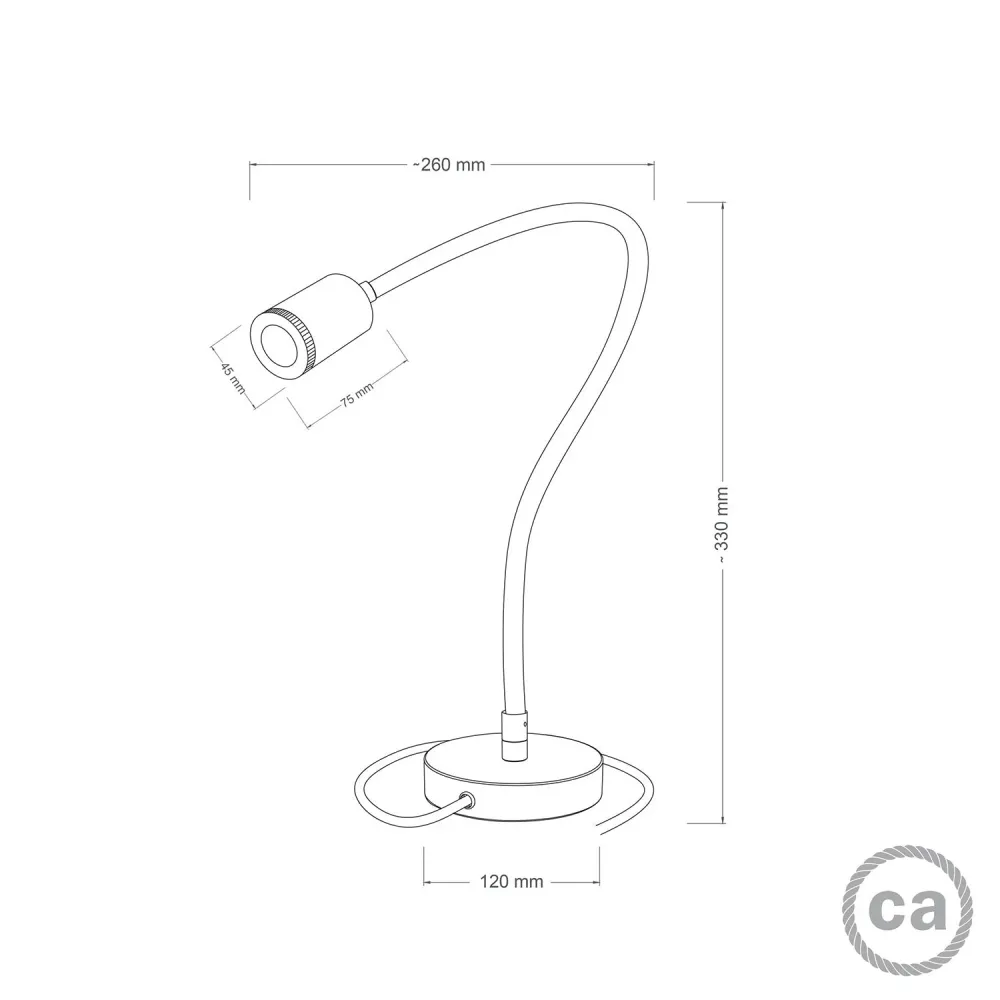 Table Flex GU1d0 lampe de table articulée avec mini Spot LED - Bronze satiné