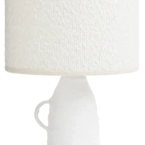 TABLE LAMP PAPER ROPE BASE W/ SHERPA SHADE - OFF-WHITE