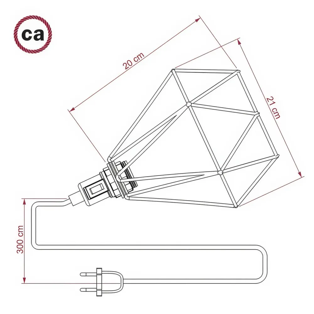 Table Snake - Lampe plug- avec abat-jour cage Diamond - Blanc