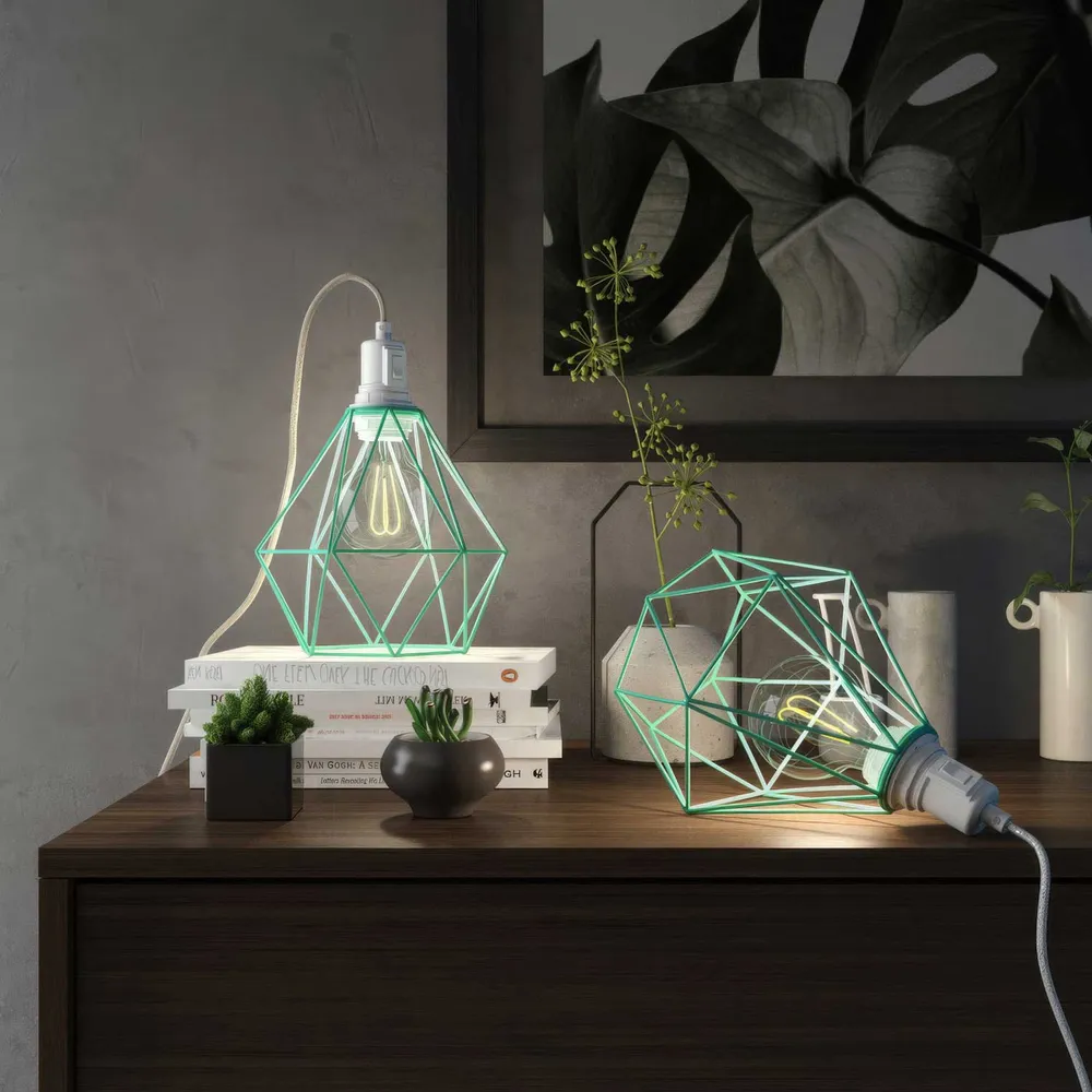 Table Snake - Lampe plug- avec abat-jour cage Diamond - Turquoise