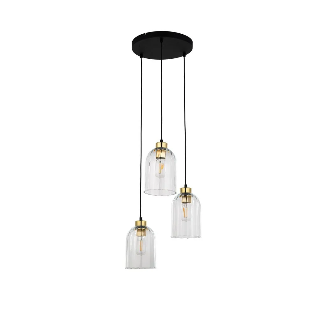Lampe à suspension SATIPO métal E27 3L Transparent TK Lighting