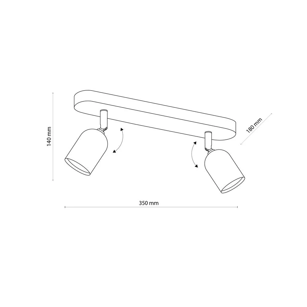 Rail d'éclairage supérieur en métal GU10 2L White TK Lighting