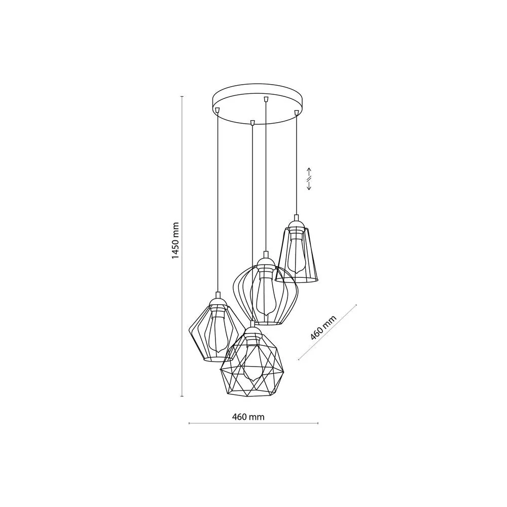 Suspension GALAXY en métal noir E27 4L TK Lighting