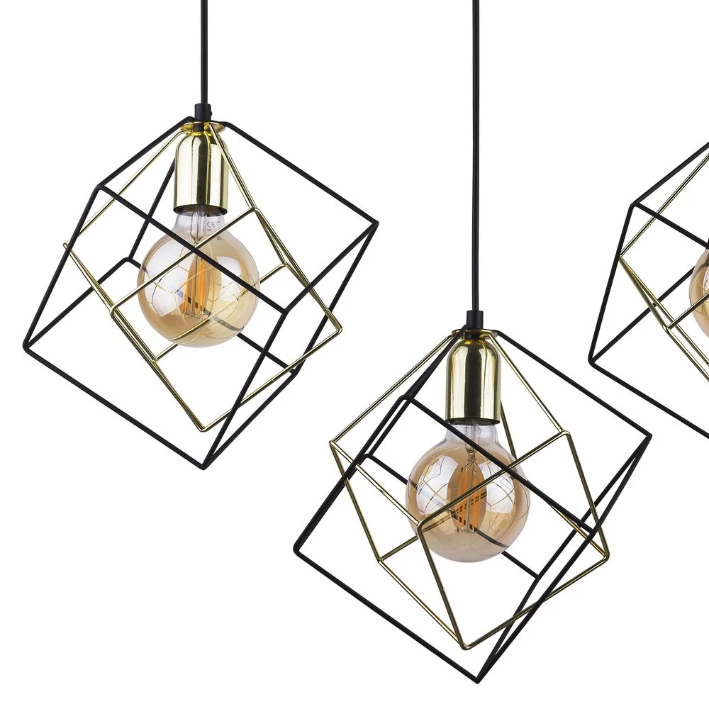 Suspension linéaire ALAMBRE en métal noir E27 3L TK Lighting
