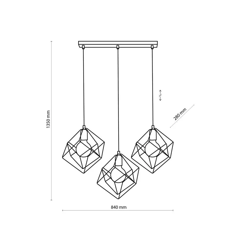 Suspension linéaire ALAMBRE en métal noir E27 3L TK Lighting
