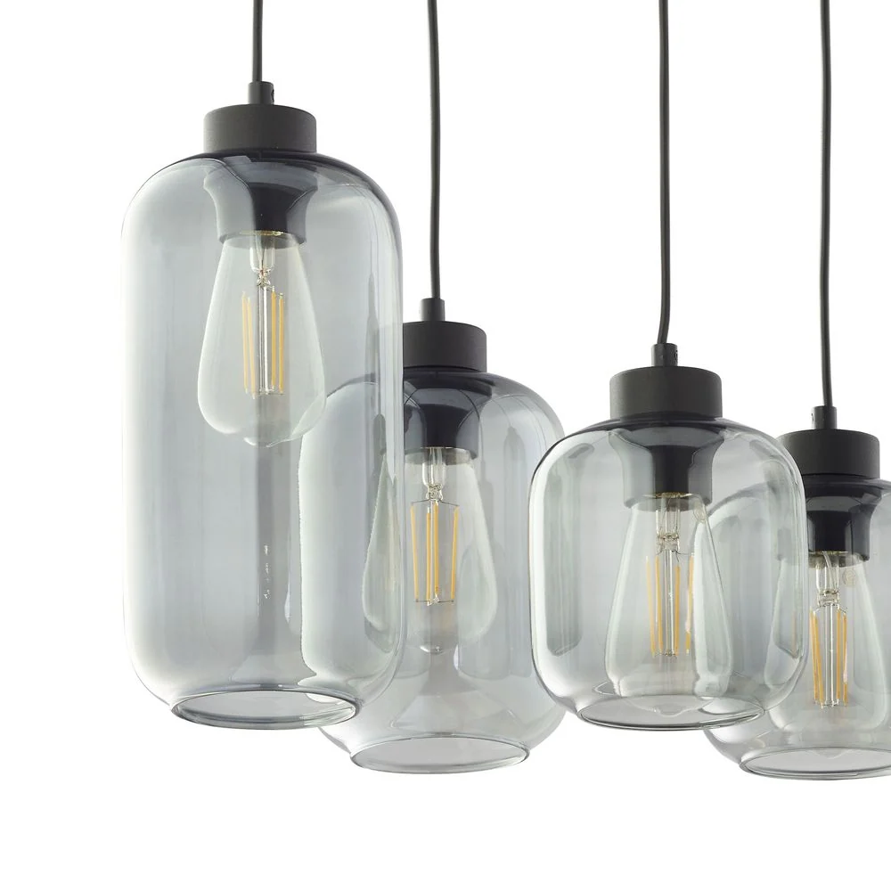 Suspension linéaire MARCO en métal noir E27 6L TK Lighting