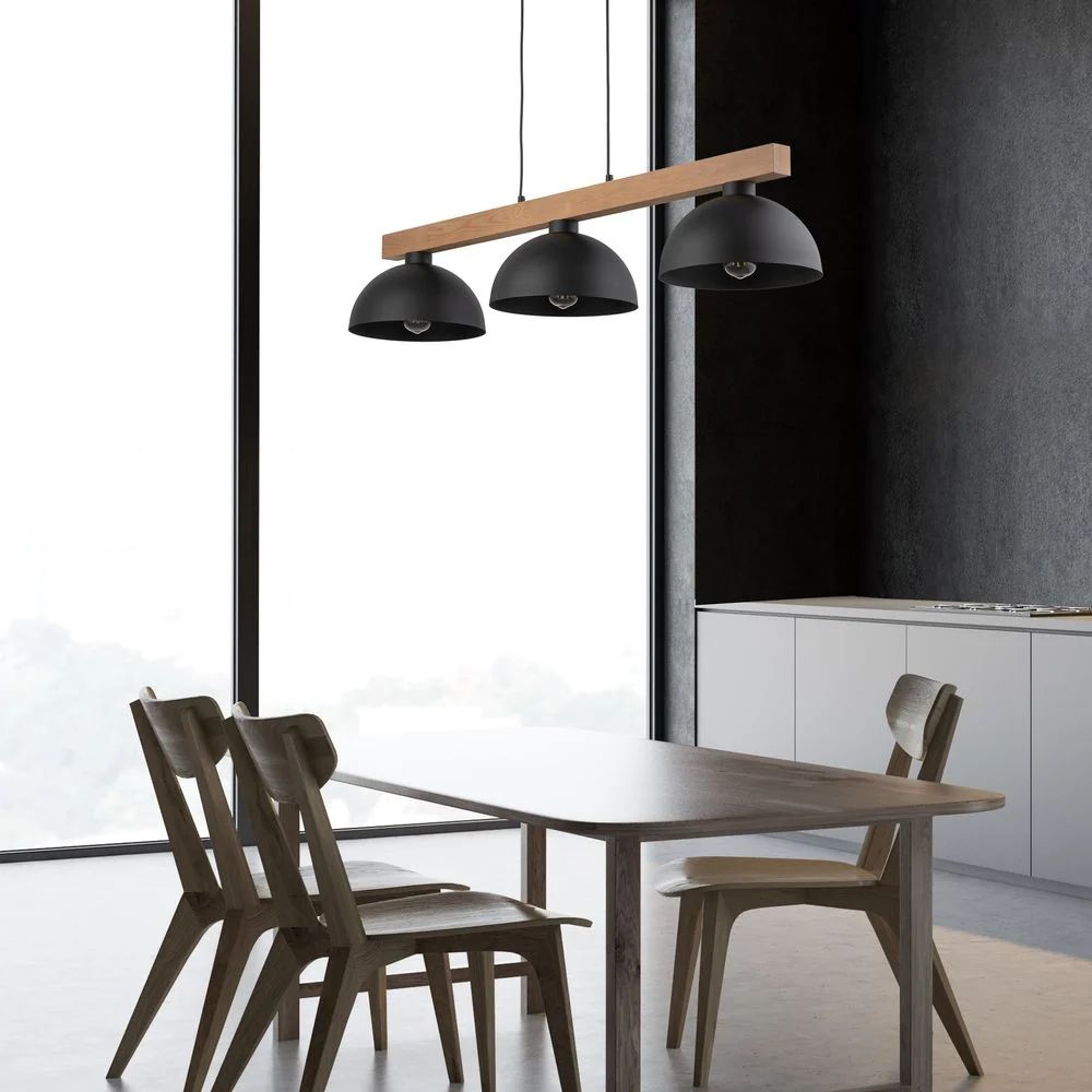 Suspension linéaire OSLO en métal E27 3L Black TK Lighting