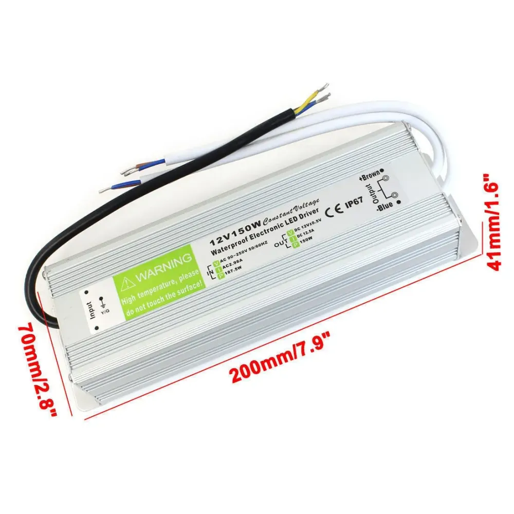Transformateur d'alimentation LED IP67 étanche DC 12V 150W conducteur LED ~1858
