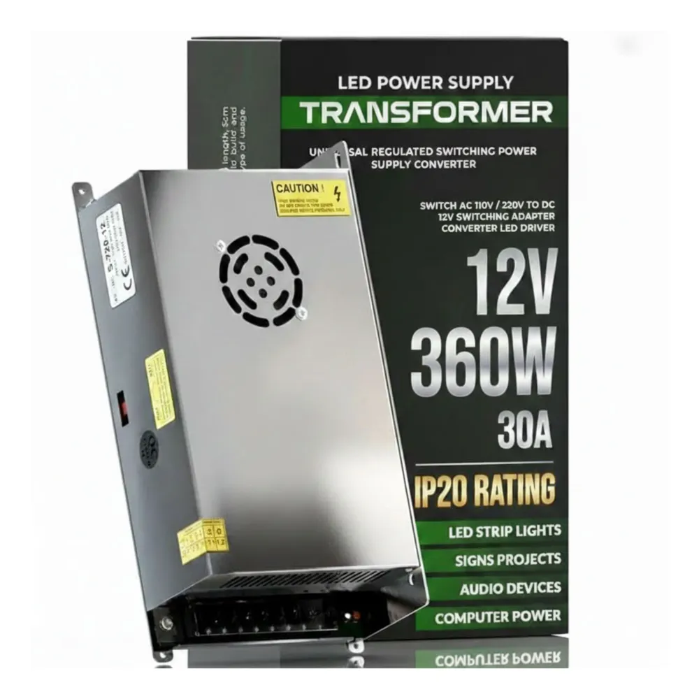 Transformateur Régulé DC 12V 30A 360W – Alimentation à Découpage IP20 pour LED ~1851