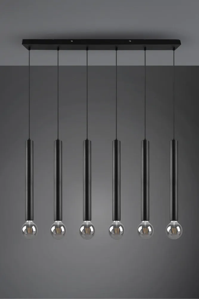 Trio Clermont Pendant Ceiling Lamp Metal Mat Black 313400632
