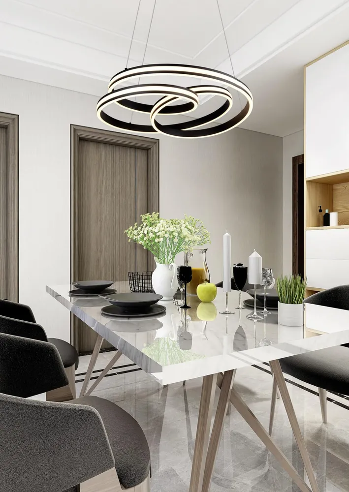 Trio Nuria black mat metal LED pendant lamp 326210132