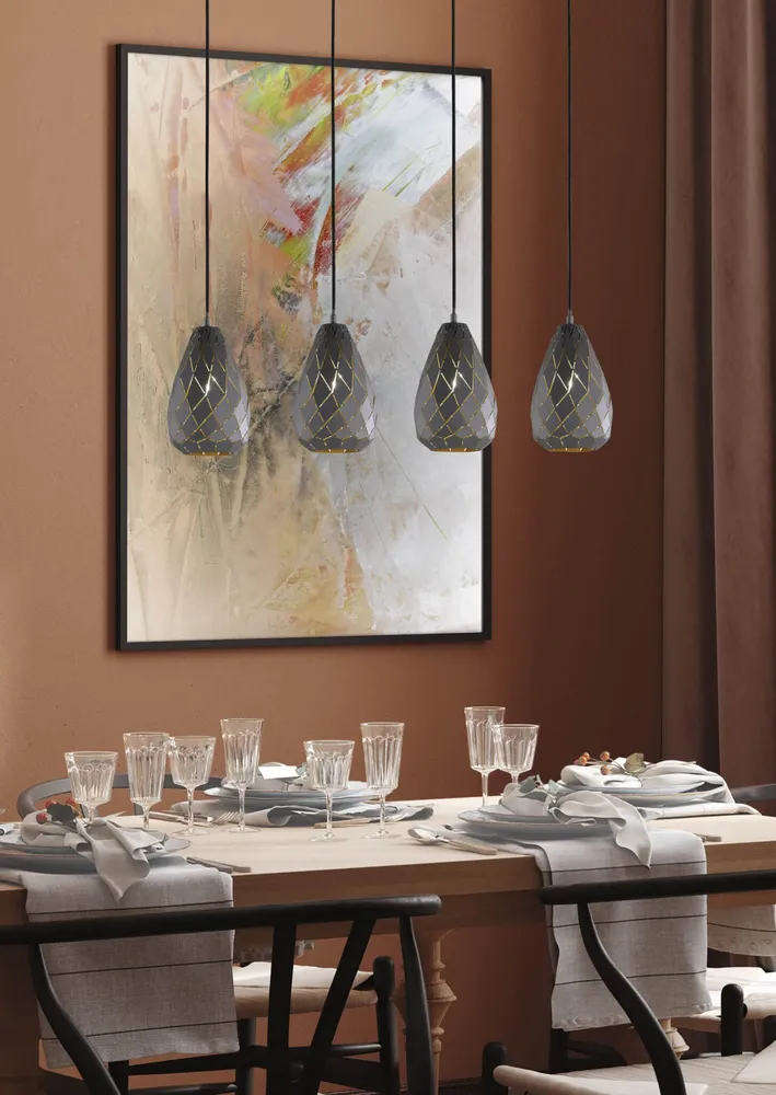 Trio Onyx Anthracite Metal Pendant Lamp 301300442
