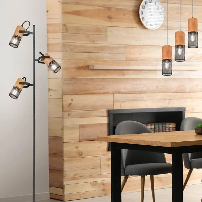 Trio Tosh Black Mat Metal Floor Lamp 404300332