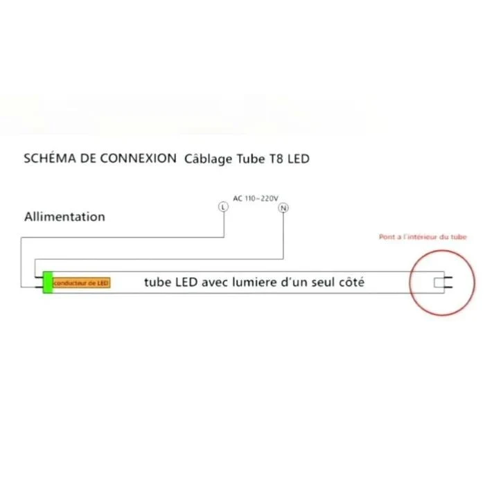 Tube Néon LED T8 60cm 9W 120lm/W Tsong