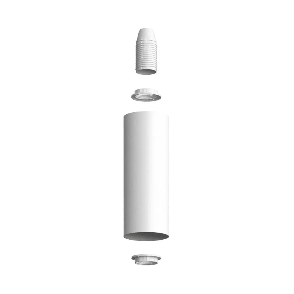 Tub-E12, tuyau spot avec douille double collet E12 - Blanc Mat